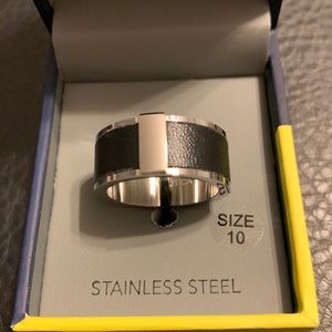 ⭐️- Black Leather stainless steel band
